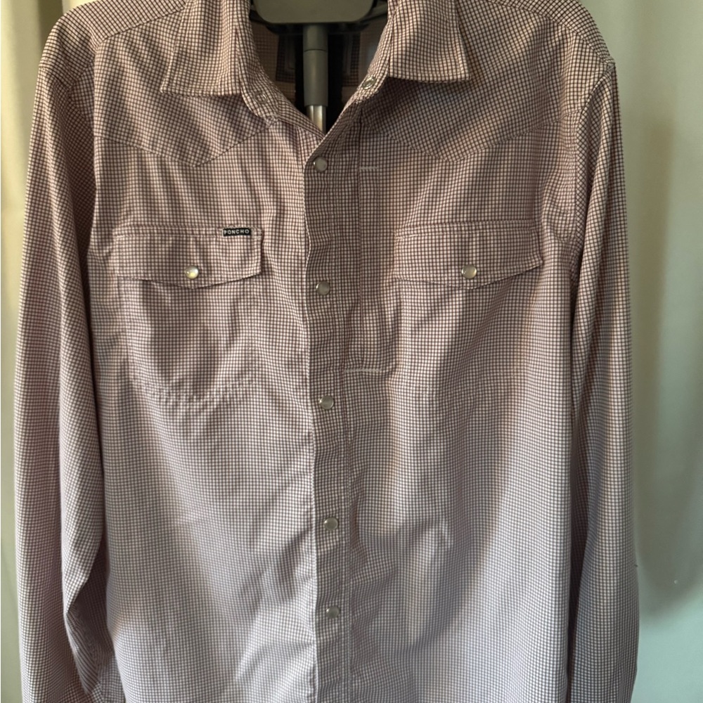 Ponchos Men's Fishing Brown Checkered Button-Up Shirt